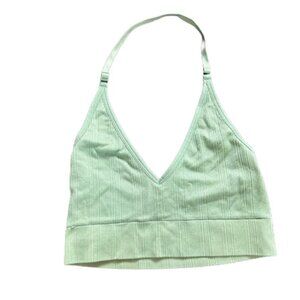 Pink Victoria's Secret Ribbed Green Halter Style Bra Bralette Size Medium
